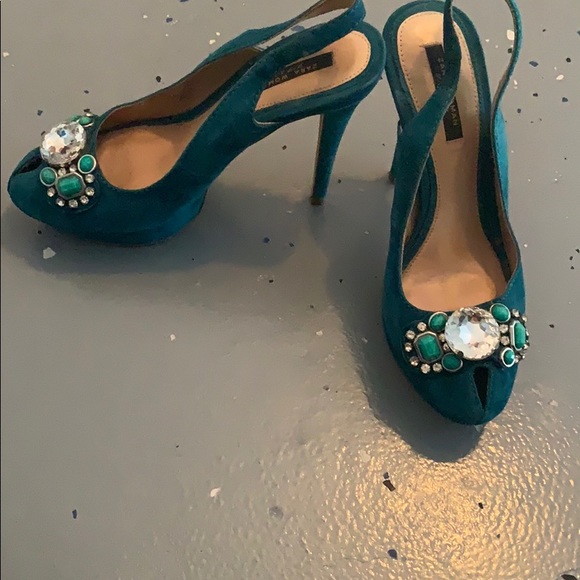 Turquoise Zara heels with jewels - Picture 2 of 6
